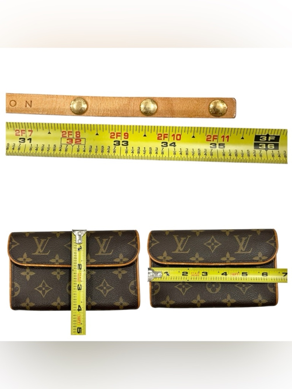 Louis Vuitton Monogram Florentine Leather & Vachetta Pochette Belt Bag XS - Picture 14 of 15